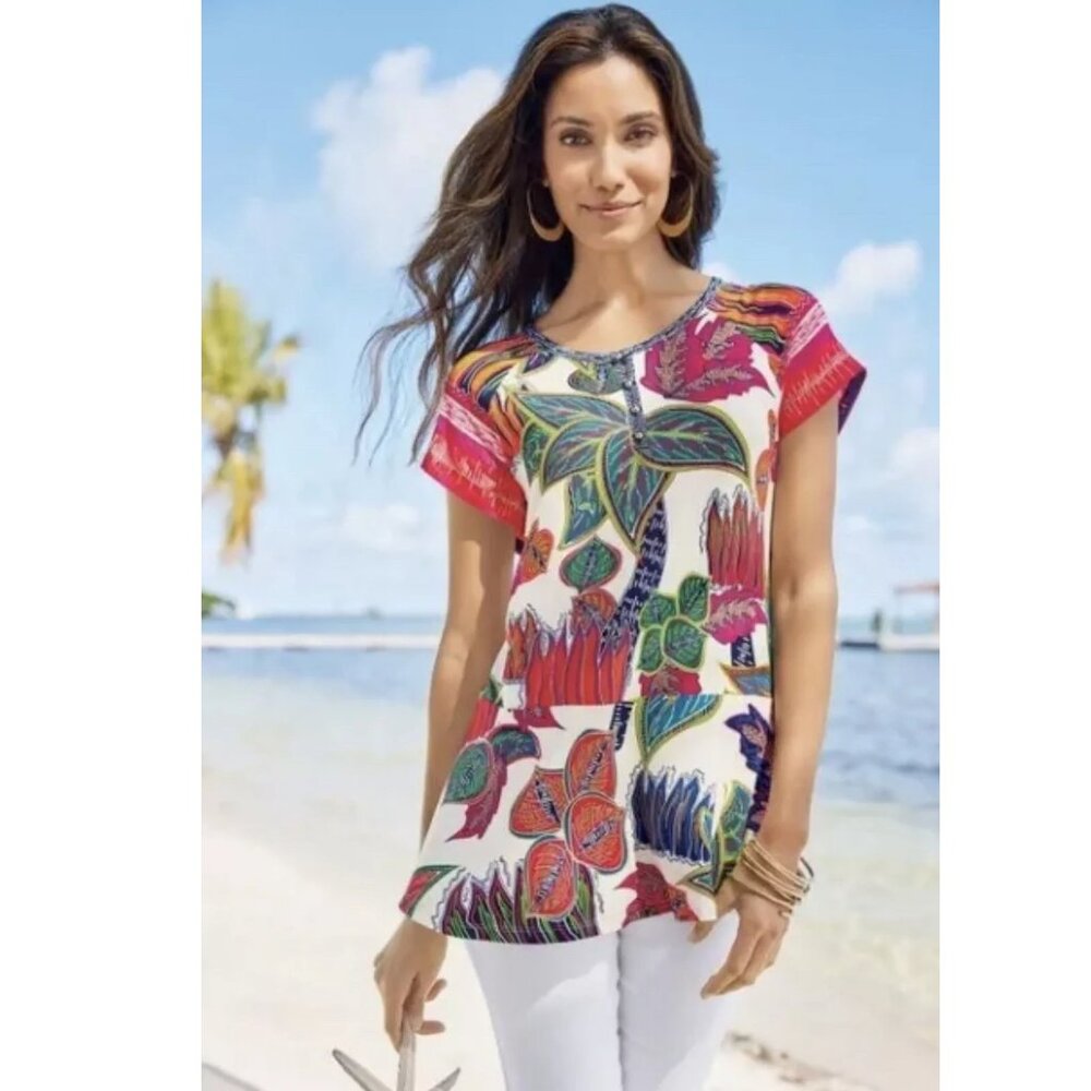 Soft Surroundings Multicolor Floral Tunic